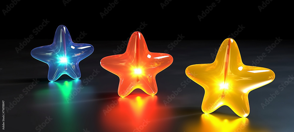 Obraz premium Simple Translucent Iridescent Blow Up Stars: Minimal Inflatable Rubber Toy for Children, inflatable star, inflatable flower, blow up star, clear vinyl blow up star, vinyl stars, cute neon blow up star