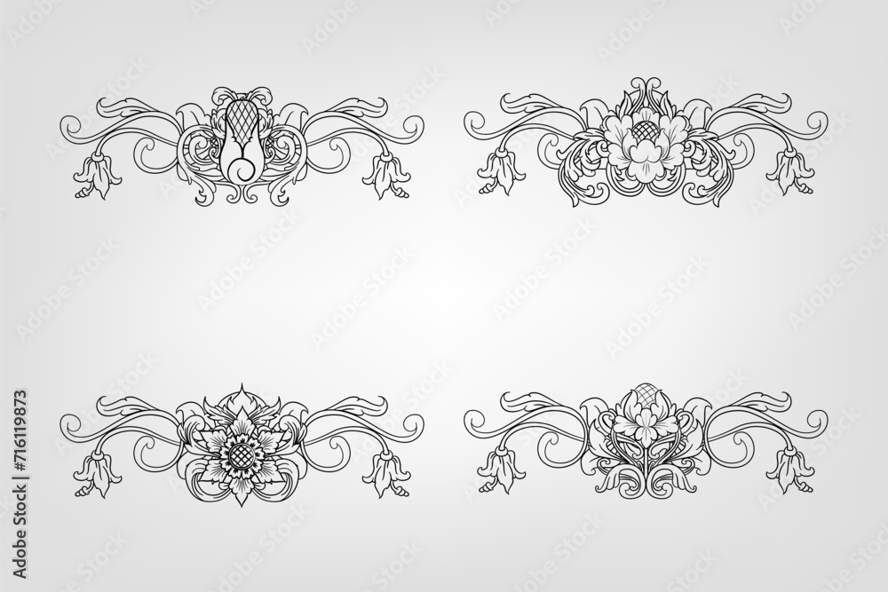 Classical Baroque Filigree Decoration Ornament Vintage Floral Border Style Antique Art Retro