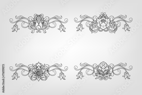 Classical Baroque Filigree Decoration Ornament Vintage Floral Border Style Antique Art Retro