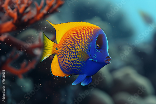 Beautiful and cute ornamental fish in the sea © Khamal
