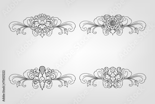 Classical Baroque Filigree Decoration Ornament Vintage Floral Border Style Antique Art Retro