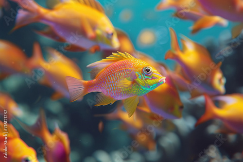 Beautiful and cute ornamental fish in the sea © Khamal