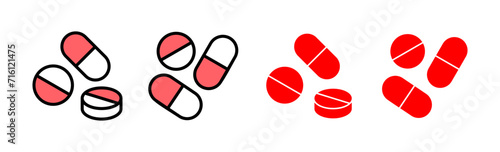 Pills icon set illustration. capsule icon. Drug sign and symbol