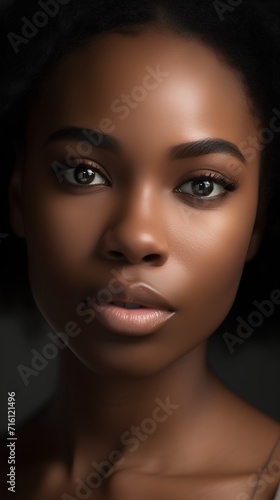 Beauty portrait of african american young woman with perfect skin