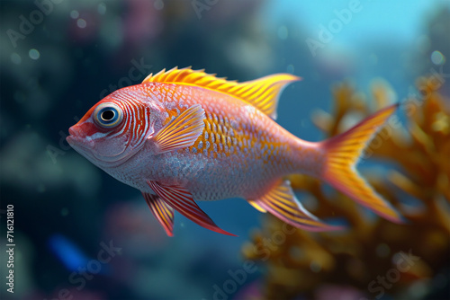 Beautiful and cute ornamental fish in the sea