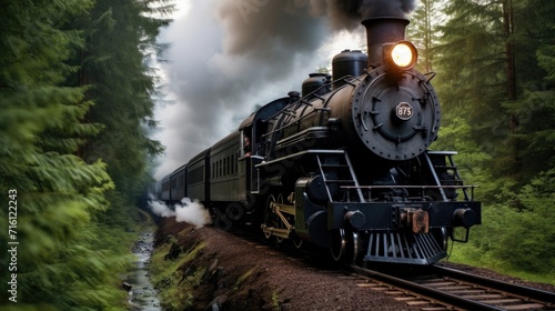 The gentle huffing and puffing of a steam train is matched by the steady stream of smoke pouring from its chimney, creating a mesmerizing sight.
