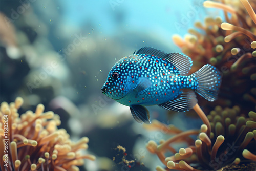 Beautiful and cute ornamental fish in the sea