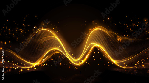 Smooth glowing energy wave moving through dark space. Sparkling energy of light. Abstract concept of soundwaves, brainwaves, resonance, and vibration. Spirituality and technology.