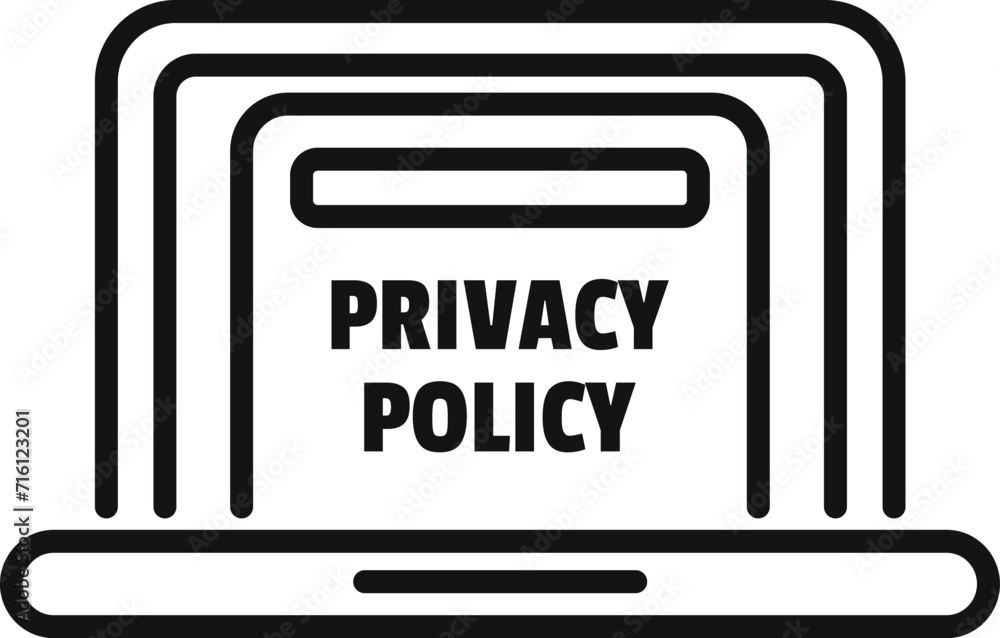 Laptop privacy policy icon outline vector. Protect rules. Company business Laptop privacy policy icon outline vector. Protect rules. Company business