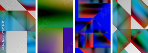 Set of colorful geometric posters - round shapes and circles with fluid color gradients. Abstract backgrounds for wallpaper, business card, cover, poster, banner, brochure, header, website