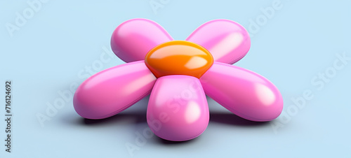  3D pink flower, pink blowup flower, blow up Simple Blow-Up Flower: Minimalist Inflatable Rubber Toy for Children photo