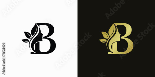 beauty logo design with letter logo b consept premium vektor photo