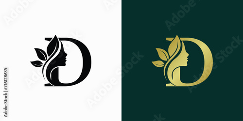 beauty logo design with letter logo d consept premium vektor