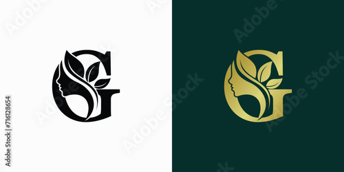 beauty logo design with letter logo g consept premium vektor