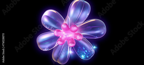 Simple Translucent Blow Up Flower  Minimal Inflatable Rubber Toy for Children  Vinyl Flower  Plastic Colorful Flower  Vibrant bubbly flower inside a bubble  3D fantasy bubble with flower 