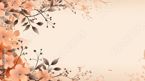 A frame of flowering branches on a peach background.