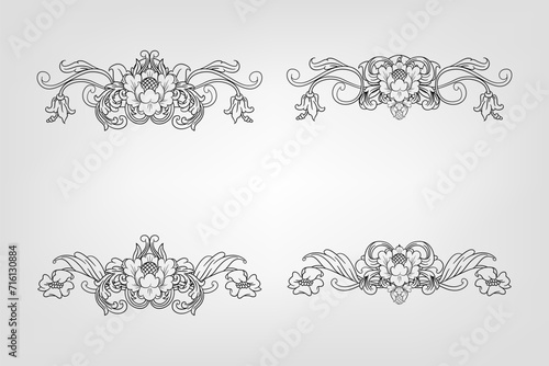 Classical Baroque Filigree Decoration Ornament Vintage Floral Border Style Antique Art Retro