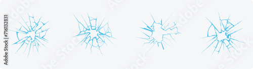 Vector cracked glass vector illustration, Broken glass cracks, vector illustration set