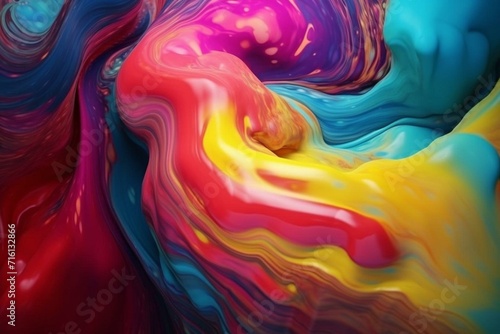 Vibrant liquid paint with colorful water wave and pastel colors, creating an eye-catching glare effect. Generative AI