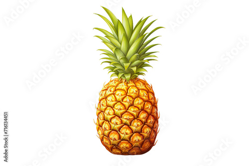 a drawing of a pineapple with a picture  Isolated on transparent PNG background  Generative ai