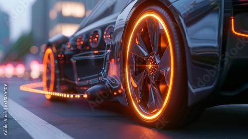 A zoomedin view of the regenerative braking system in action with the electric motor seamlessly converting the cars kinetic energy into electrical energy to recharge the battery © Justlight