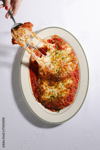 Chicken parm cheese pull