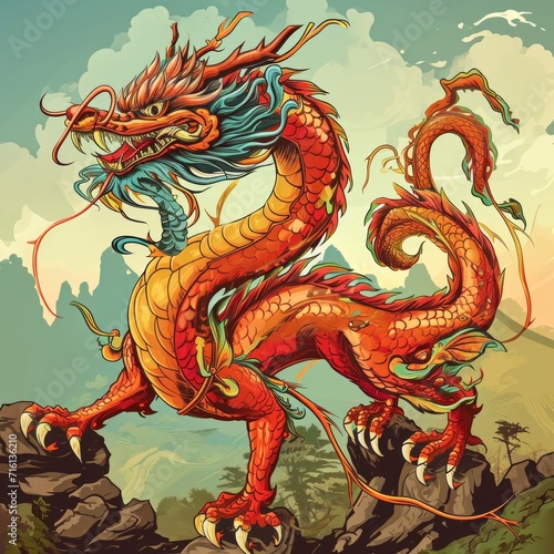 chinese dragon statue sketch new year dragons china painting digital origami