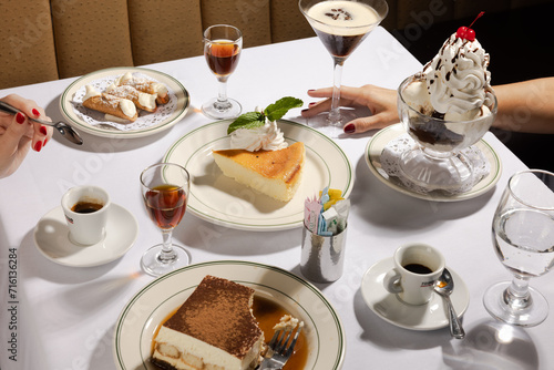 Women sharing dessert at an Italian restaurant