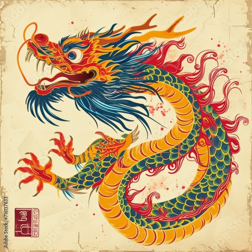 chinese dragon statue sketch new year dragons china painting digital origami © Hassan