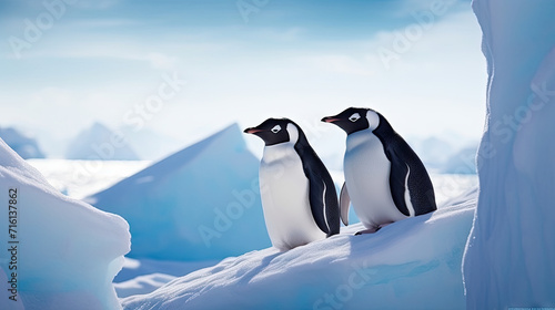 two penguins on the ice  Adelie penguins