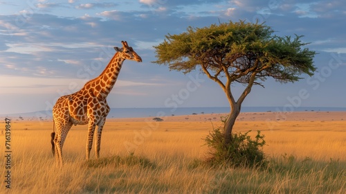 Giraffe in the savannah © KhaizanGraphic