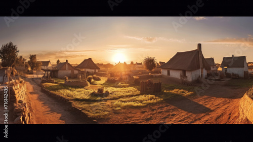 Panorama view of the houses in the village.