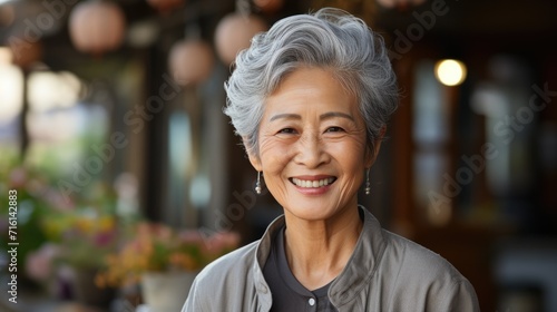 portrait of happy old asian woman 