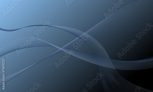 blue light lines wave curves on soft gradient abstract background