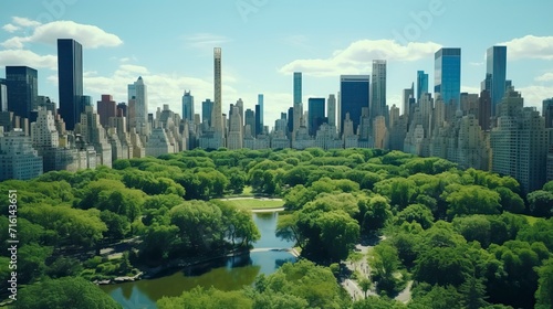 Aerial Helicopter Footage Over Central Park with Nature  Trees  People