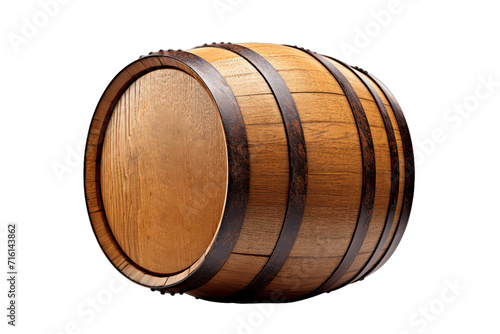 a barrel with a barrel on it and the words, Isolated on transparent PNG background, Generative ai