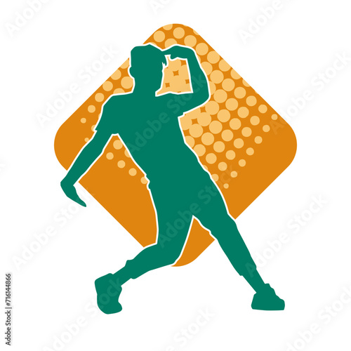Silhouette of a man in dancing pose. Silhouette of a male dancer in performing pose.