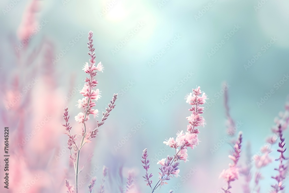 An ethereal display of delicate flowers in a dreamy pastel setting evokes a sense of calm and serenity An ethereal display of delicate flowers in a dreamy pastel setting evokes a sense of calm and serenity