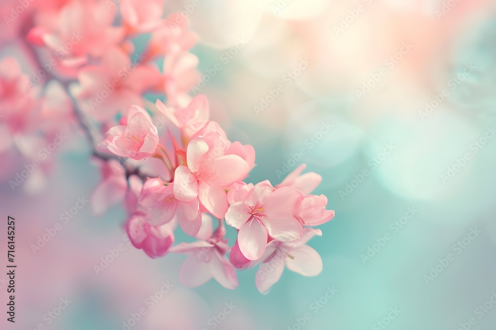 An ethereal display of delicate flowers in a dreamy pastel setting evokes a sense of calm and serenity