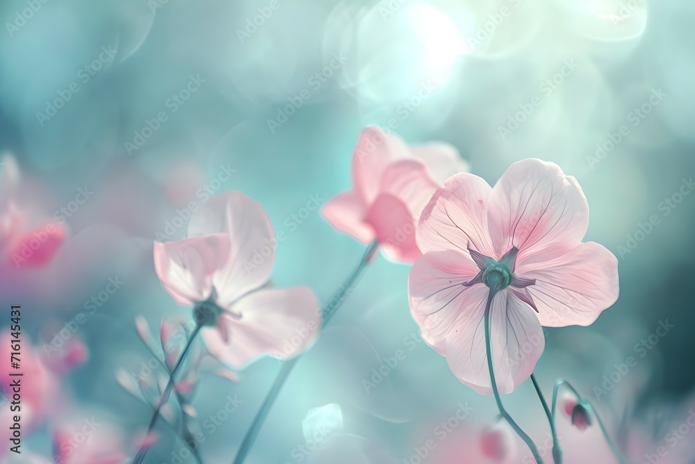 An ethereal display of delicate flowers in a dreamy pastel setting evokes a sense of calm and serenity An ethereal display of delicate flowers in a dreamy pastel setting evokes a sense of calm and serenity