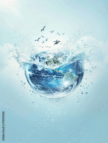 World water day Poster design, realistic, HD, copy space - generative ai