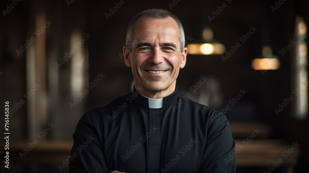 Obraz premium Friendly Catholic priest. Religion and culture.