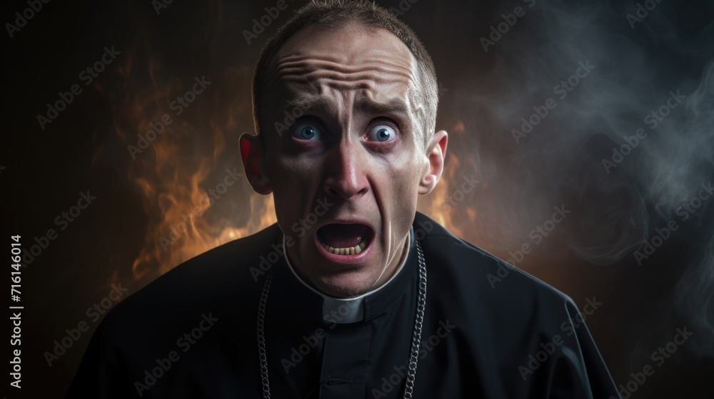 A Catholic priest of fifty is scared and terrified. Religion, crimes.