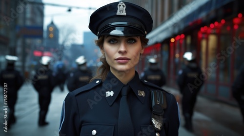Woman police officer. Law and order, assistance, legal support. photo