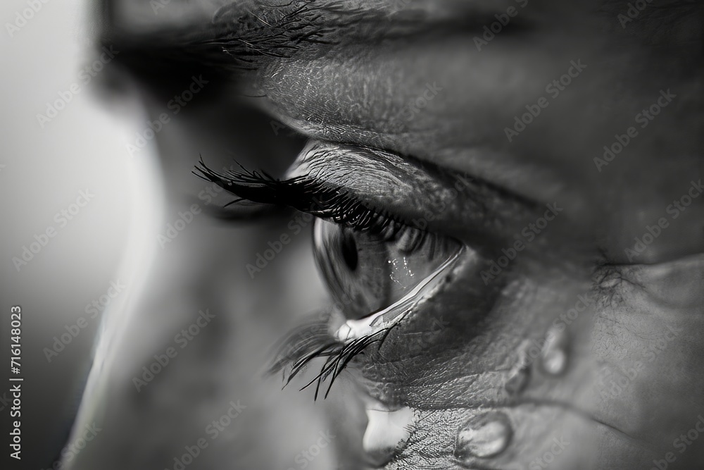 Obraz premium black and white portrait of a Woman Crying
