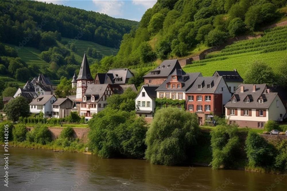 A scenic view of Runkel in Germany. Generative AI