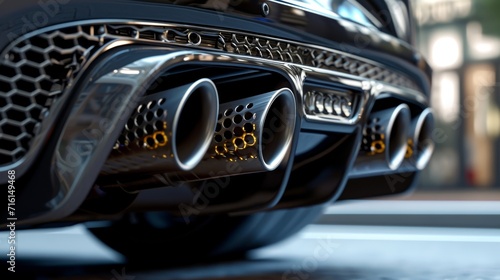 A tight shot of a heavily modified exhaust system featuring a unique and aggressive sound that sets it apart from a traditional exhaust