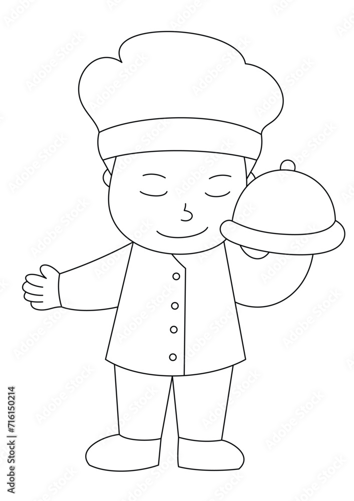 vector of a cute cartoon Chef in black and white coloring pages vector of a cute cartoon Chef in black and white coloring pages