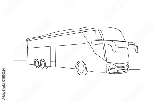 Continuous one line drawing Modern Bus. Land transportation concept. Doodle vector illustration.