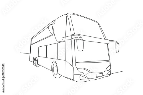 Continuous one line drawing Modern Bus. Land transportation concept. Doodle vector illustration.